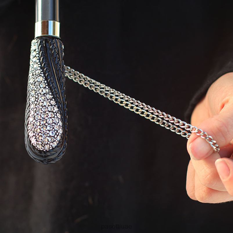 مظلة | 185n plat-34 s8 - مظلة سواروفسكي سوداء، قماش مزدوج PASOTTI Z446V518